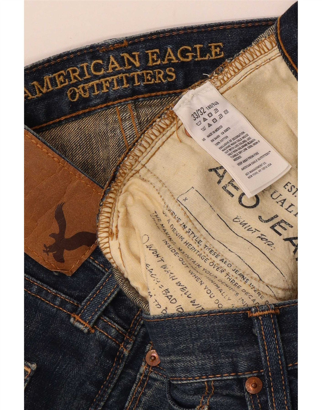 Vaqueros rectos para hombre American Eagle W33 L32 Algodón azul