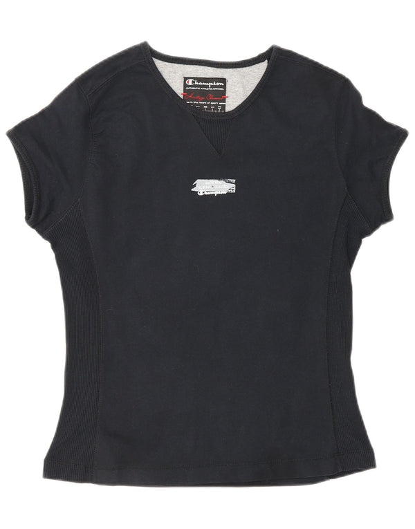 CHAMPION Camiseta Heritage Classics para mujer UK 12 Medium Black Cotton