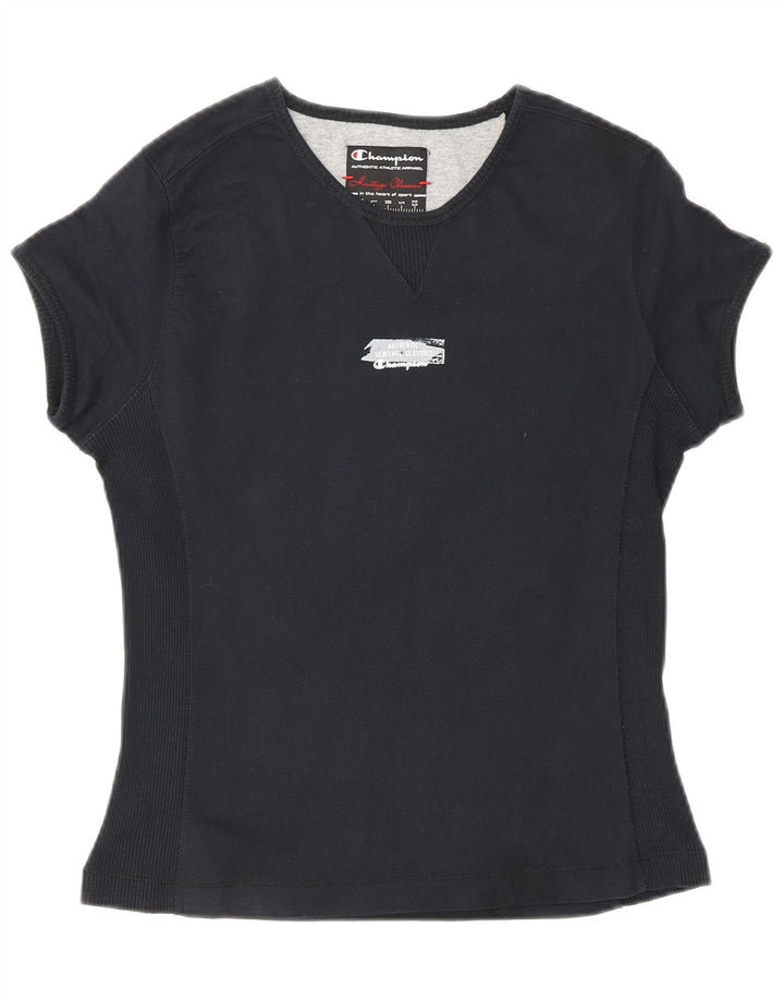 CHAMPION Camiseta Heritage Classics para mujer UK 12 Medium Black Cotton