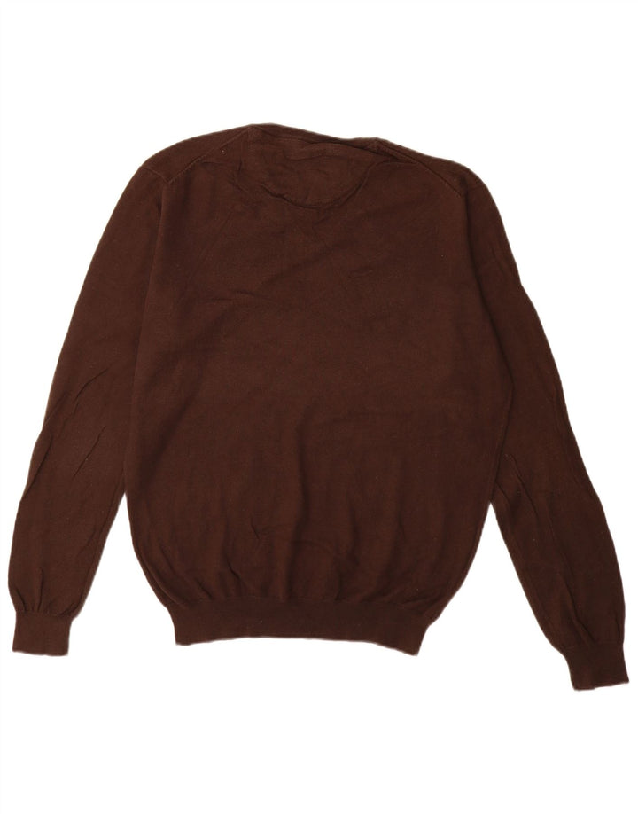 Massimo Dutti Jersey Con Cuello En V Hombre Large Marrón Algodón