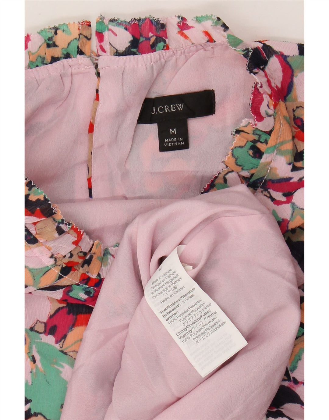 J. CREW Blusa para mujer Top UK 44 Poliéster floral rosa medio