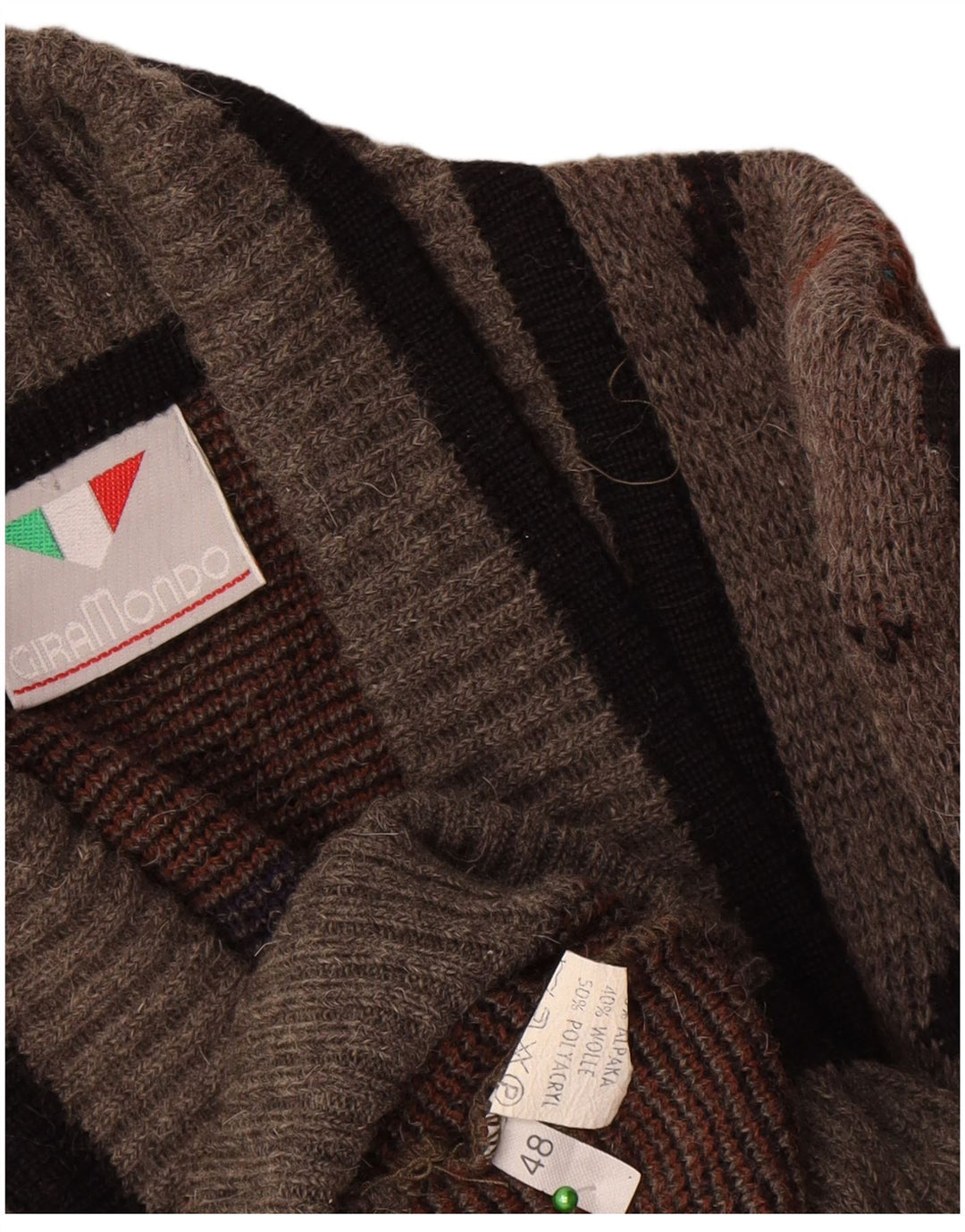 Giramondo Hombre Cárdigan De Doble Botonadura IT 48 Gris Medio Geométrico