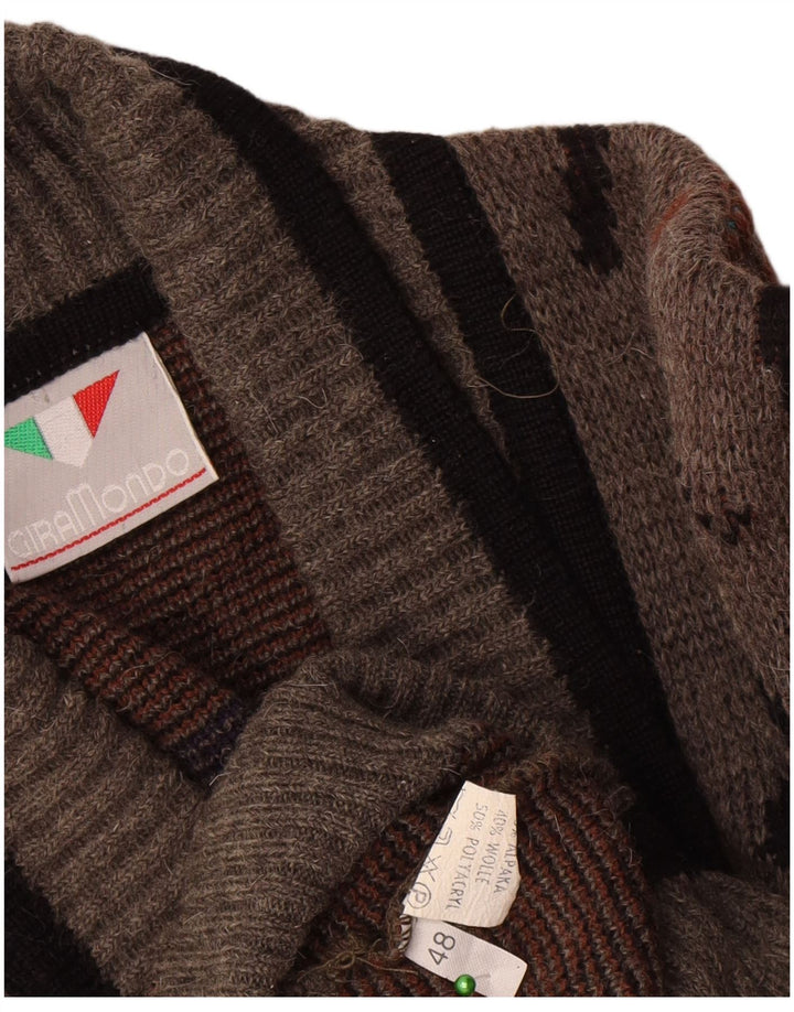 Giramondo Hombre Cárdigan De Doble Botonadura IT 48 Gris Medio Geométrico