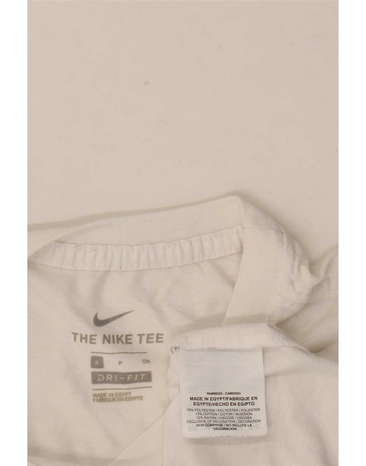 Nike Dri Fit Graphic Camiseta para hombre, talla pequeña, poliéster blanco