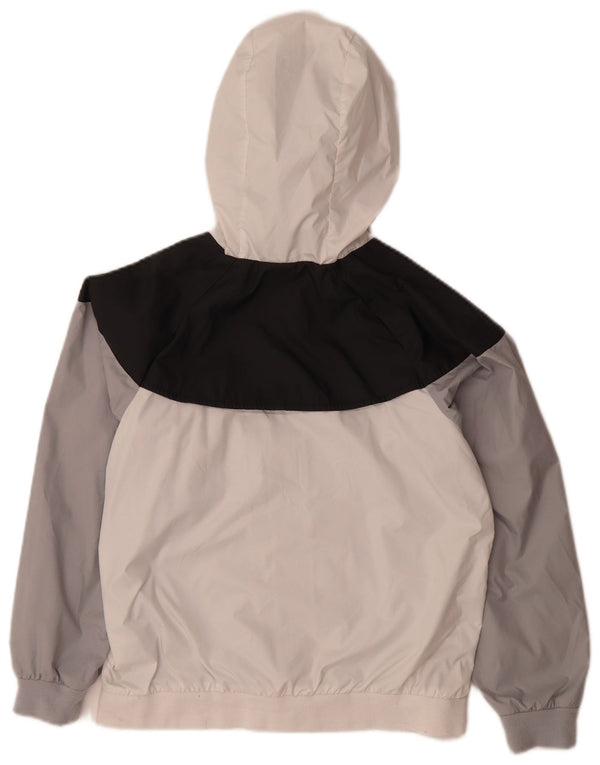 Nike Chaqueta impermeable con capucha para niños 12-13 años Grande Blanco Colorblock Poliéster