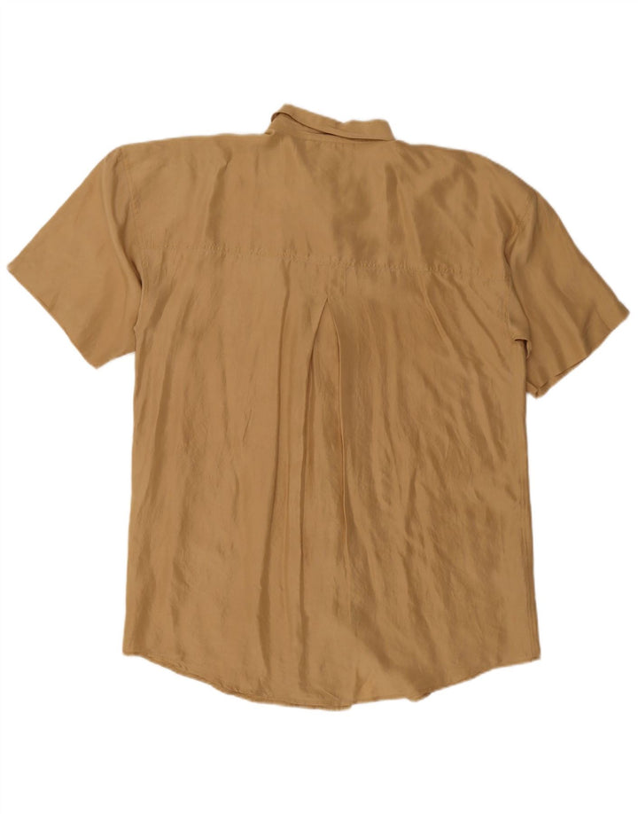 Blusa camisera extragrande de manga corta para mujer Studio UK 44 Seda marrón medio