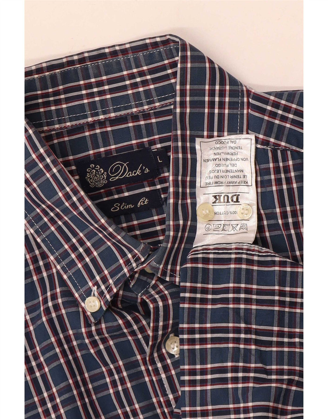 Dack's Camisa ajustada para hombre de algodón a cuadros azules grandes