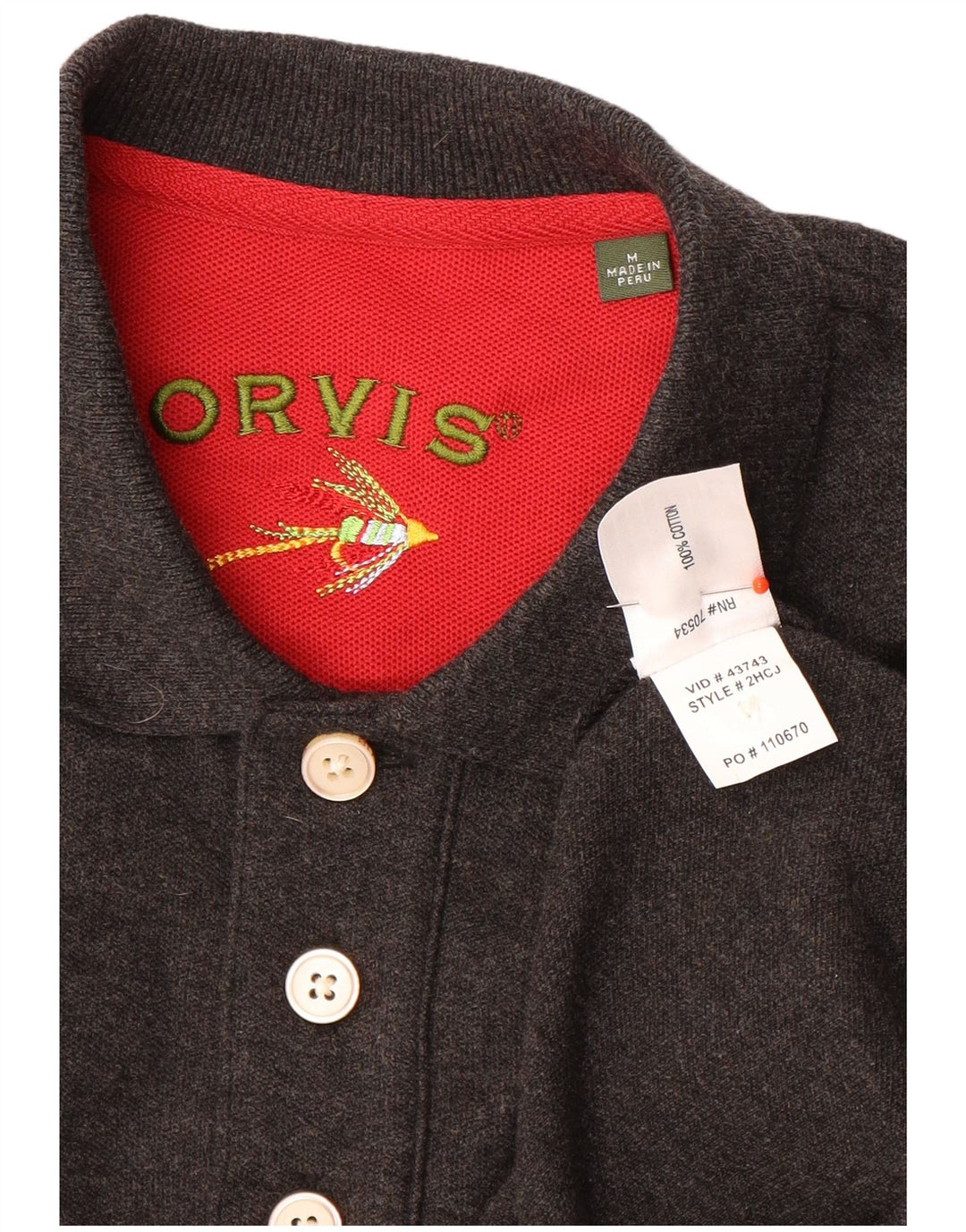Polo Orvis Hombre De Algodón Moteado Gris Medio