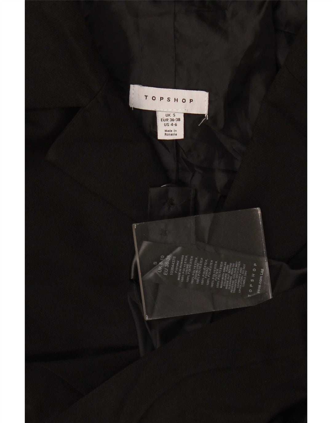 Topshop Chaqueta tipo blazer extragrande con 3 botones para mujer UK 10 Small Poliéster negro