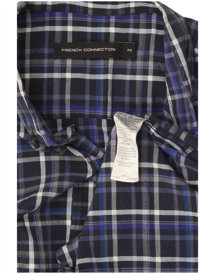 Camisa de hombre French Connection de algodón a cuadros azul marino mediano