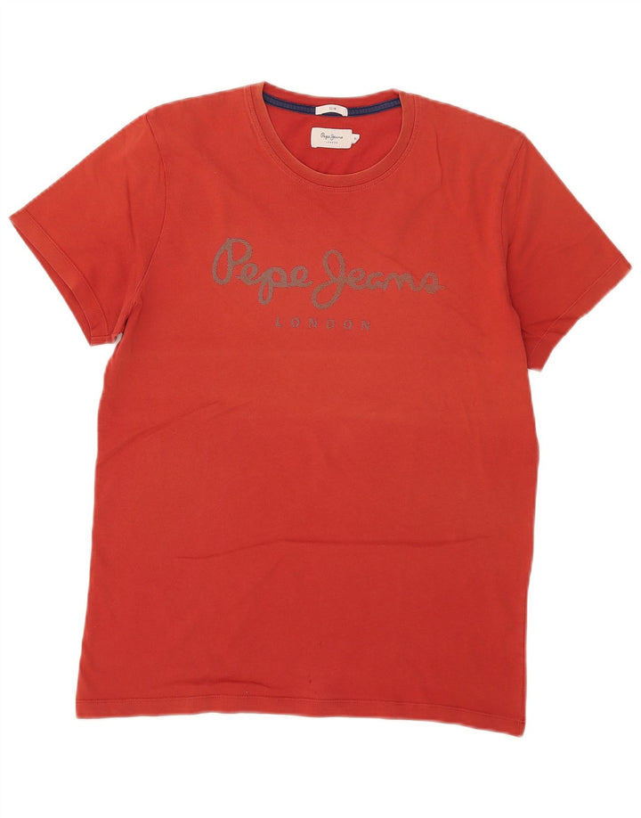 PEPE Jeans Camiseta gráfica ajustada para hombre Top mediano rojo