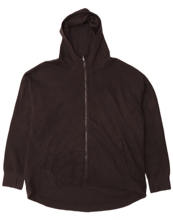 Reebok Sudadera con capucha y cremallera para hombre, talla 3XL, algodón negro