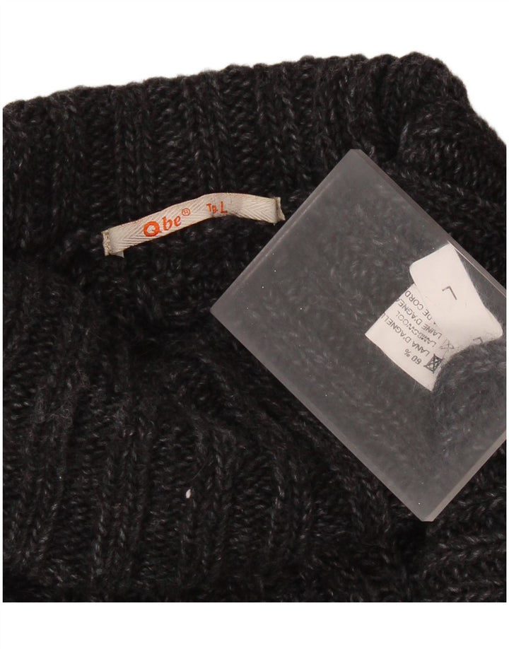 Vintage hombres rollo cuello jersey suéter grande gris lana de cordero