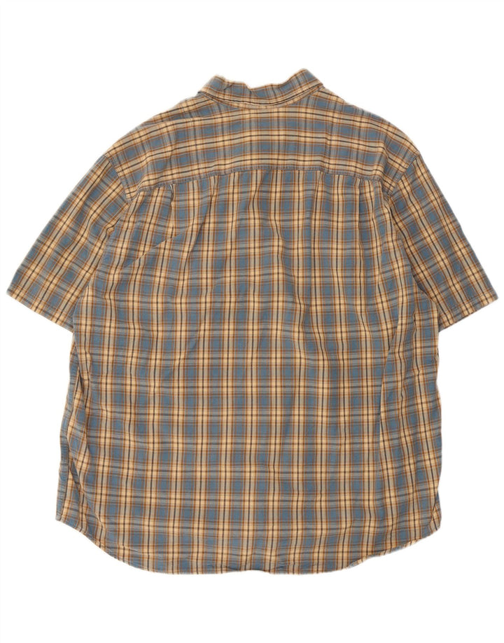 EDDIE BAUER Camisa de manga corta para hombre XL Algodón a cuadros azul