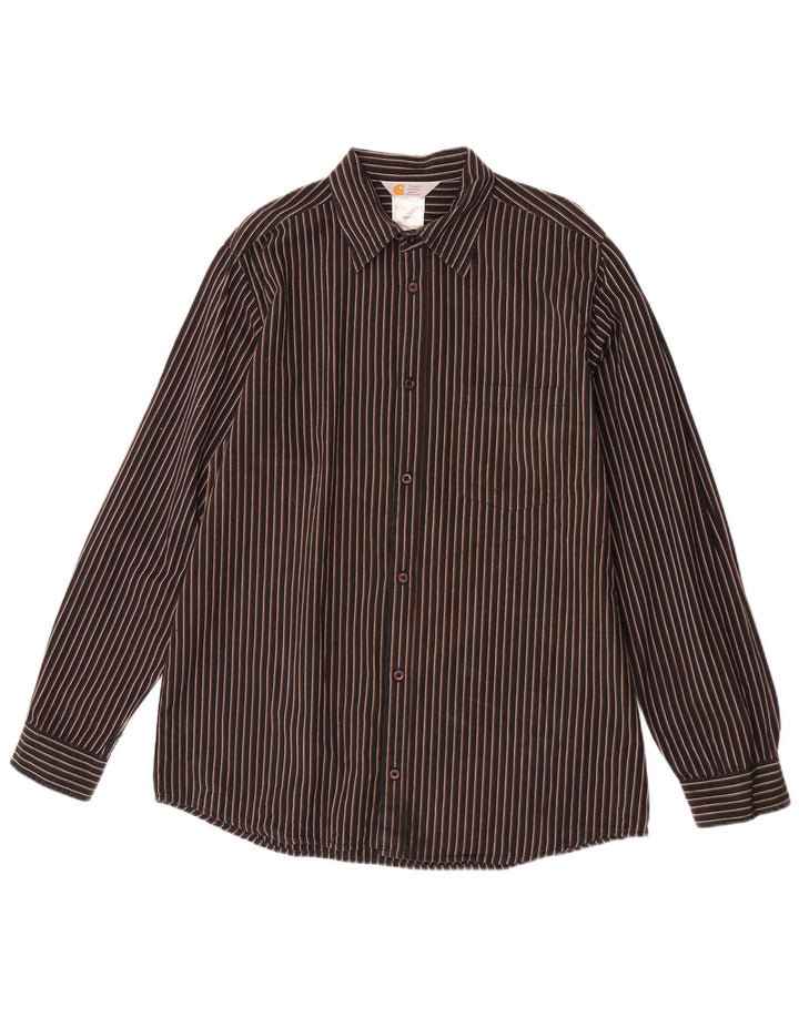 Camisa Carhartt Hombre Grande Marrón Rayas Algodón
