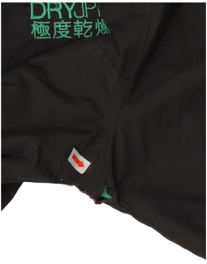 SUPERDRY Chaqueta cortavientos con capucha para mujer UK 40 XL Nylon negro