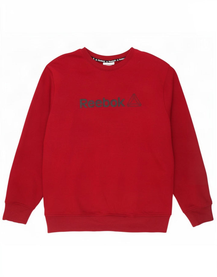Reebok - Sudadera gráfica para hombre, jersey de algodón rojo grande
