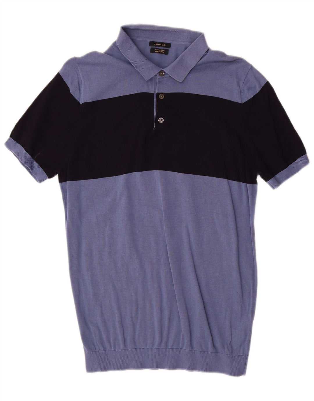 Massimo Dutti Hombre Polo Neck Jumper Jersey Azul Medio Colorblock
