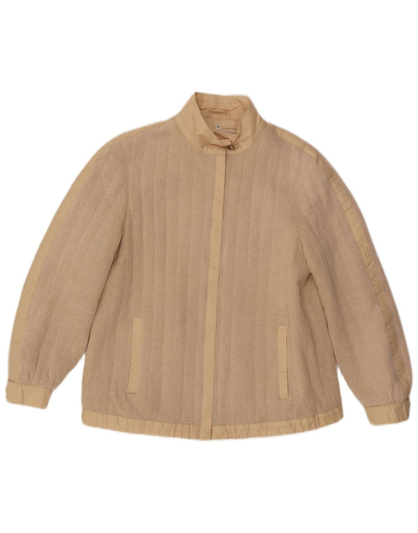 Vintage mujer punto bomber chaqueta EU 40 medio beige