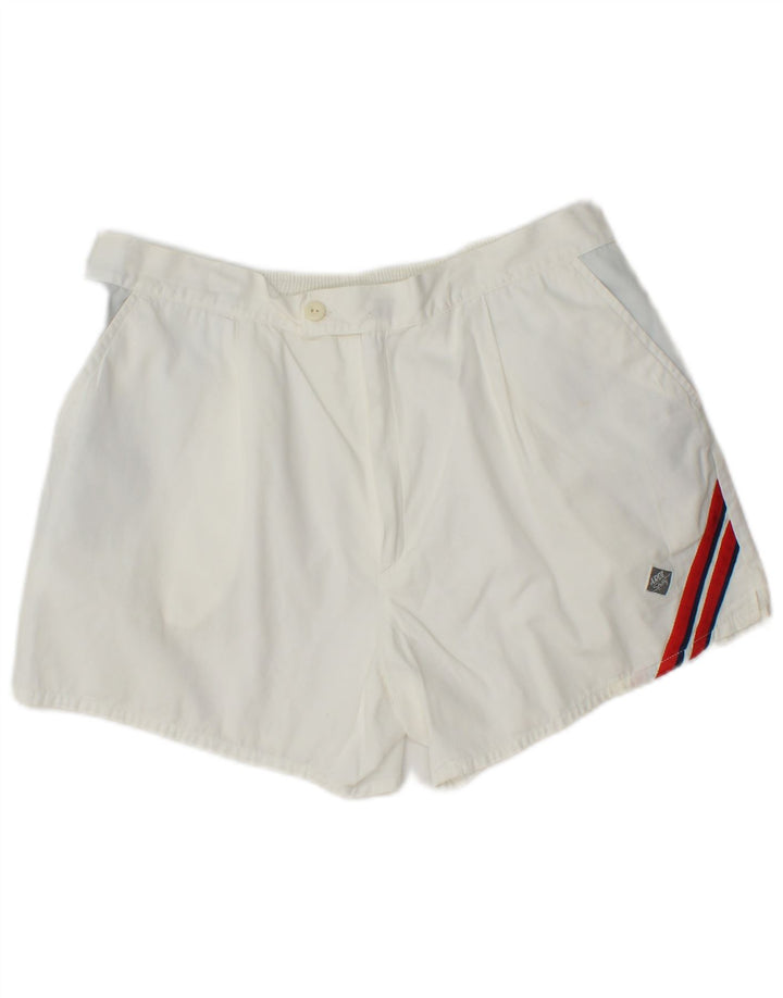 Vintage hombres tenis chino pantalones cortos W32 medio blanco