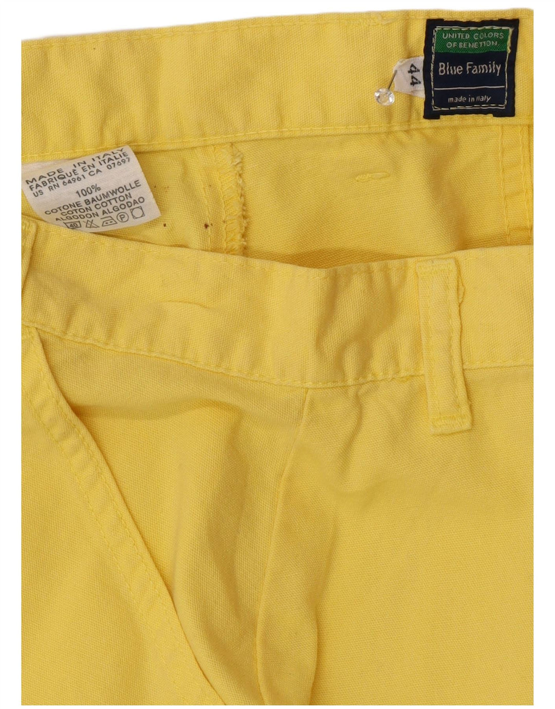 Minifalda Benetton Mujer IT 44 Medium W28 Amarillo Algodón