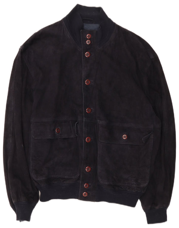 Vintage hombres bomber chaqueta IT 50 grande azul marino