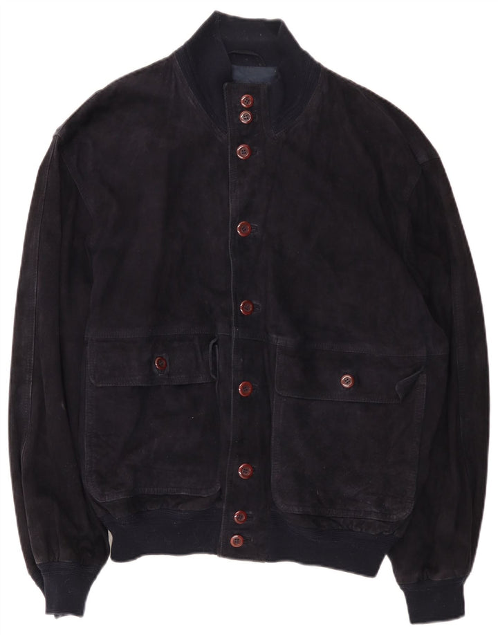 Vintage hombres bomber chaqueta IT 50 grande azul marino