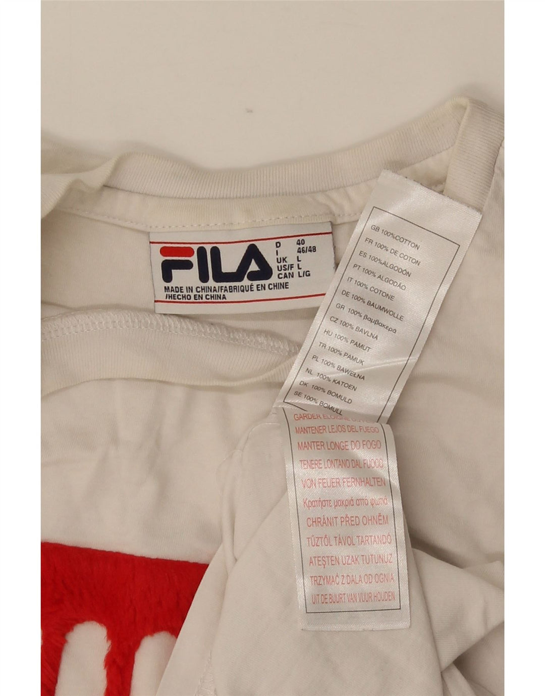 Fila - Camiseta gráfica para hombre, talla grande, algodón blanco