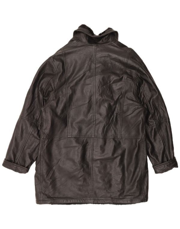 Vintage hombres shearling chaqueta Reino Unido 42 XL cuero negro
