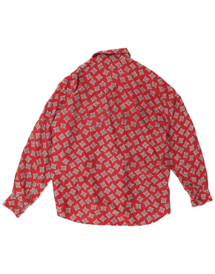 Camisa De Hombre Wampum Seda Geométrica Roja Mediana