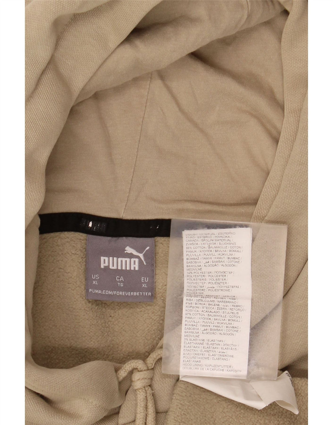 PUMA Sudadera con capucha gráfica para hombre XL Algodón beige