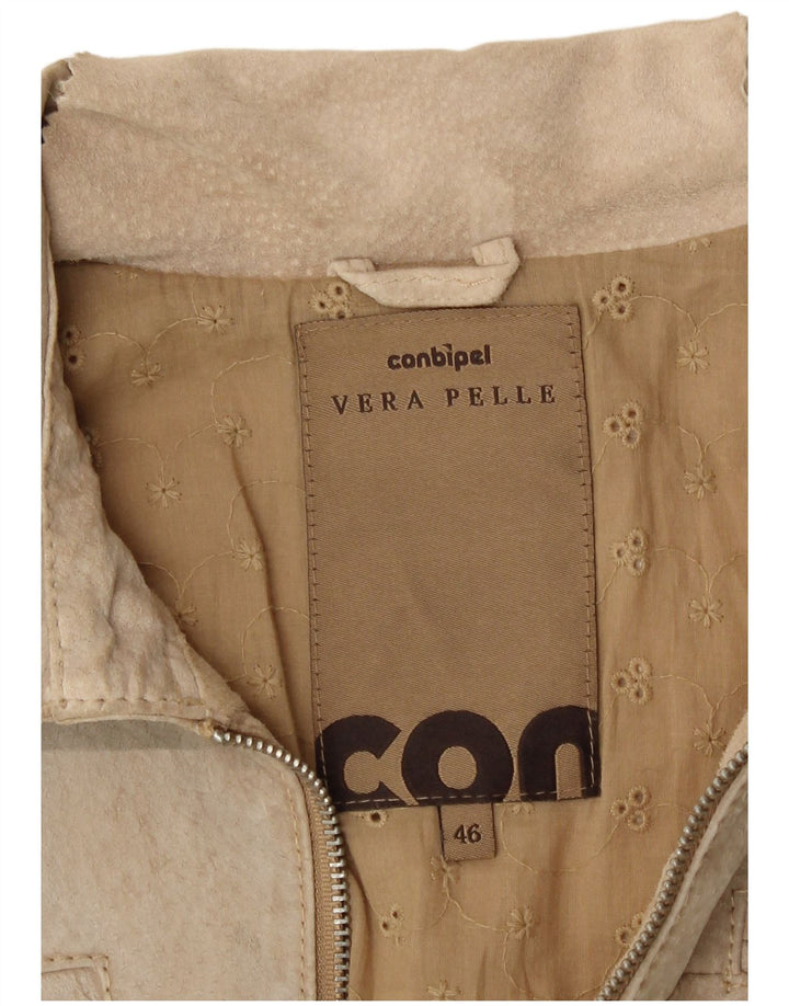 Conbipel Chaqueta bomber de gamuza para mujer IT 46 Cuero beige grande