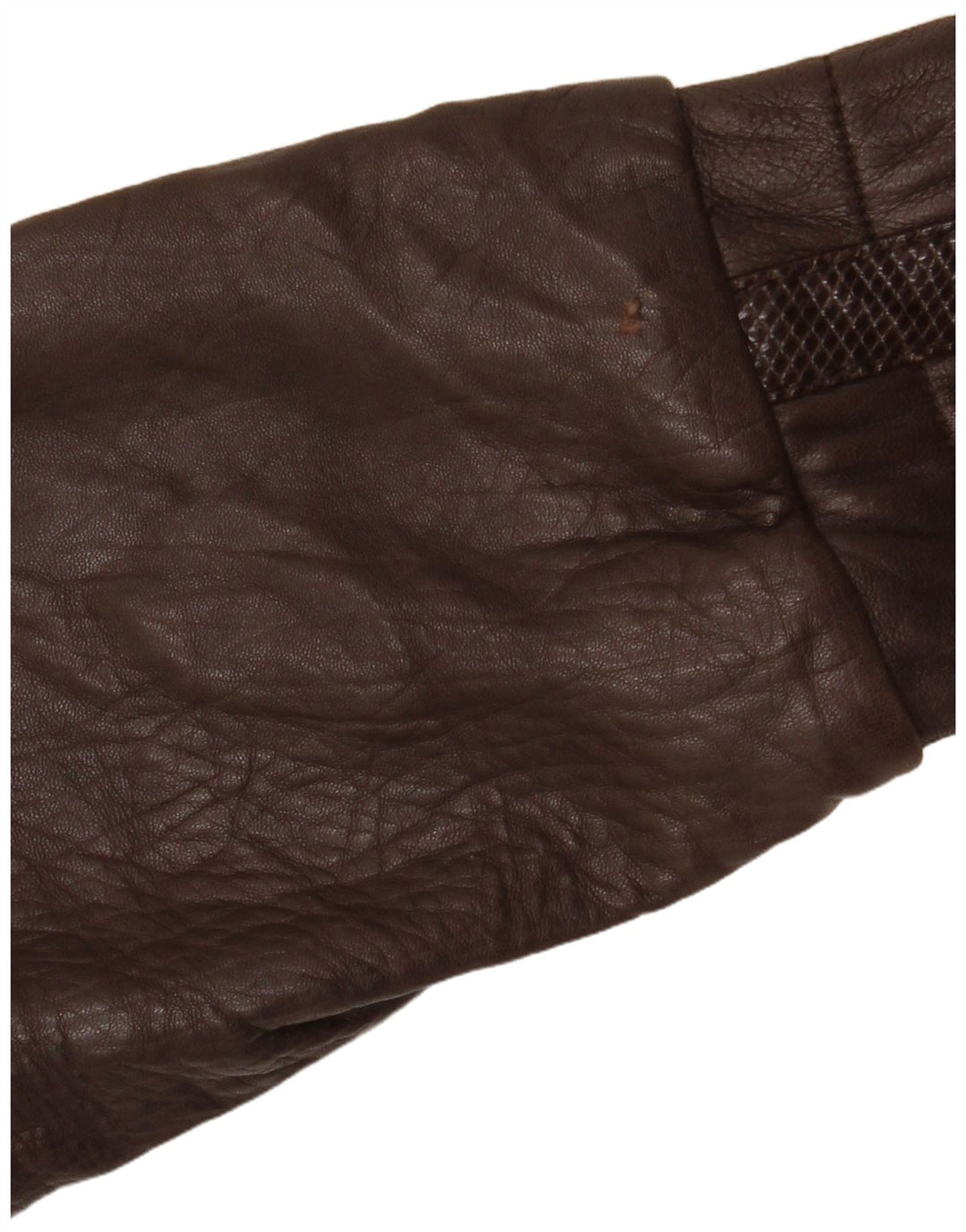 VINTAGE Chaqueta de cuero para mujer Reino Unido 14 Marrón medio Argyle/Diamond Leather