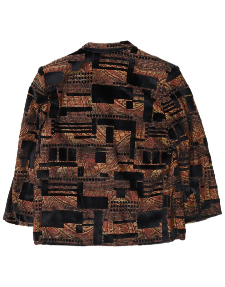 Vintage mujer 1 botón Blazer chaqueta Reino Unido 16 grande multicolor geométrico