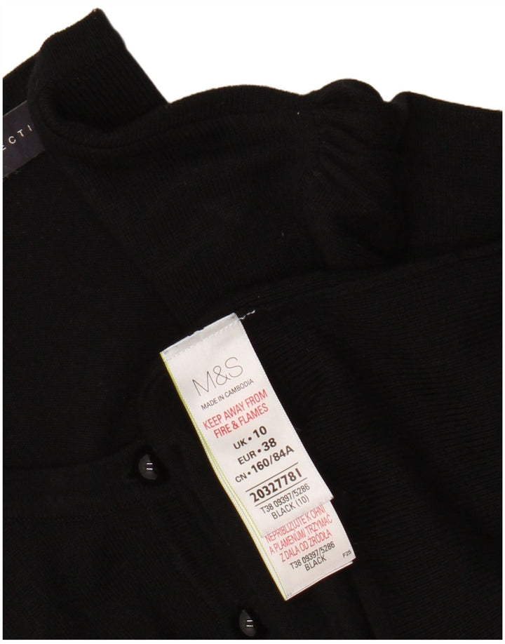 Marks & Spencer Suéter tipo cárdigan para mujer UK 10 Small Viscosa negra