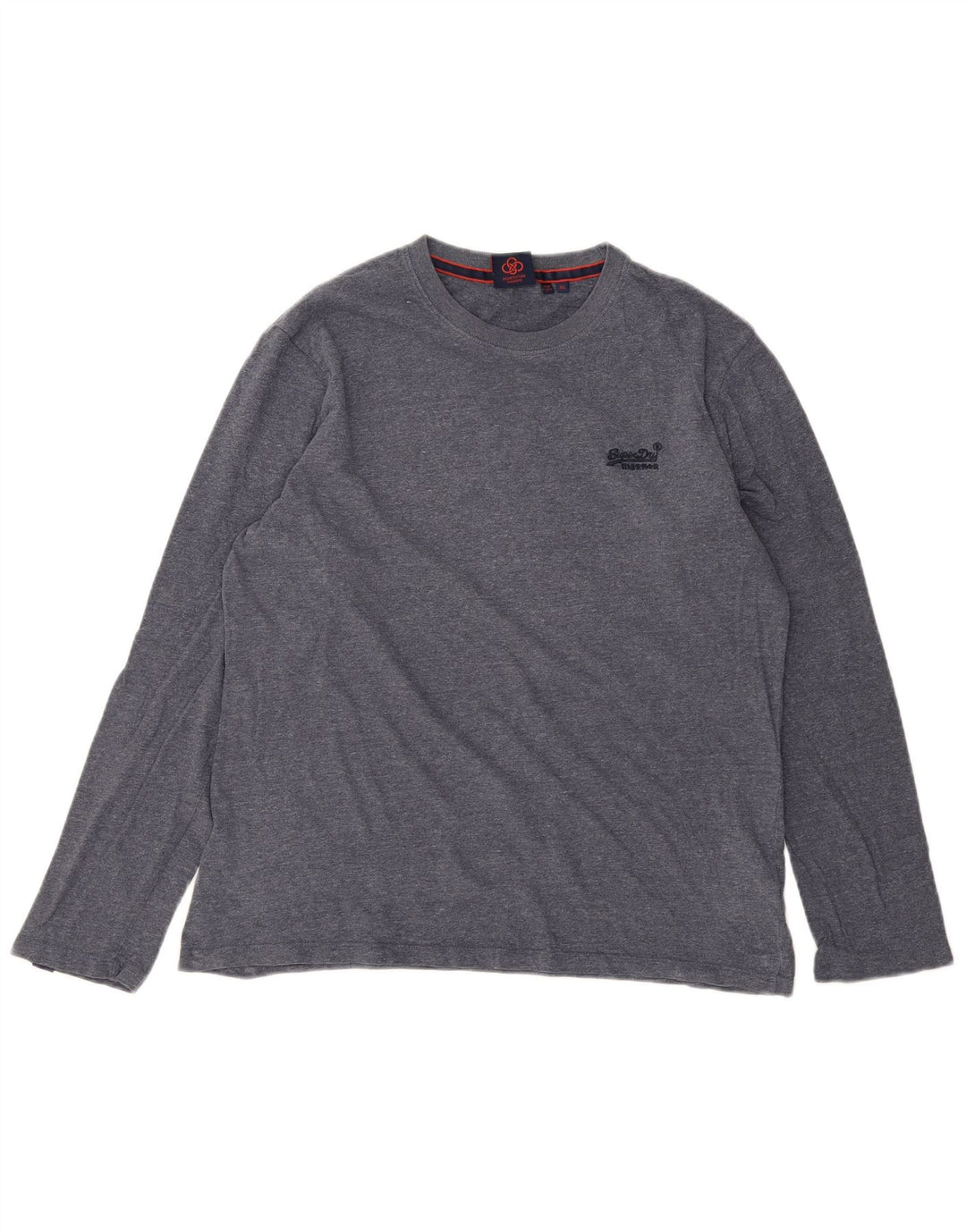 SUPERDRY Hombre Top Manga Larga XL Algodón Moteado Azul