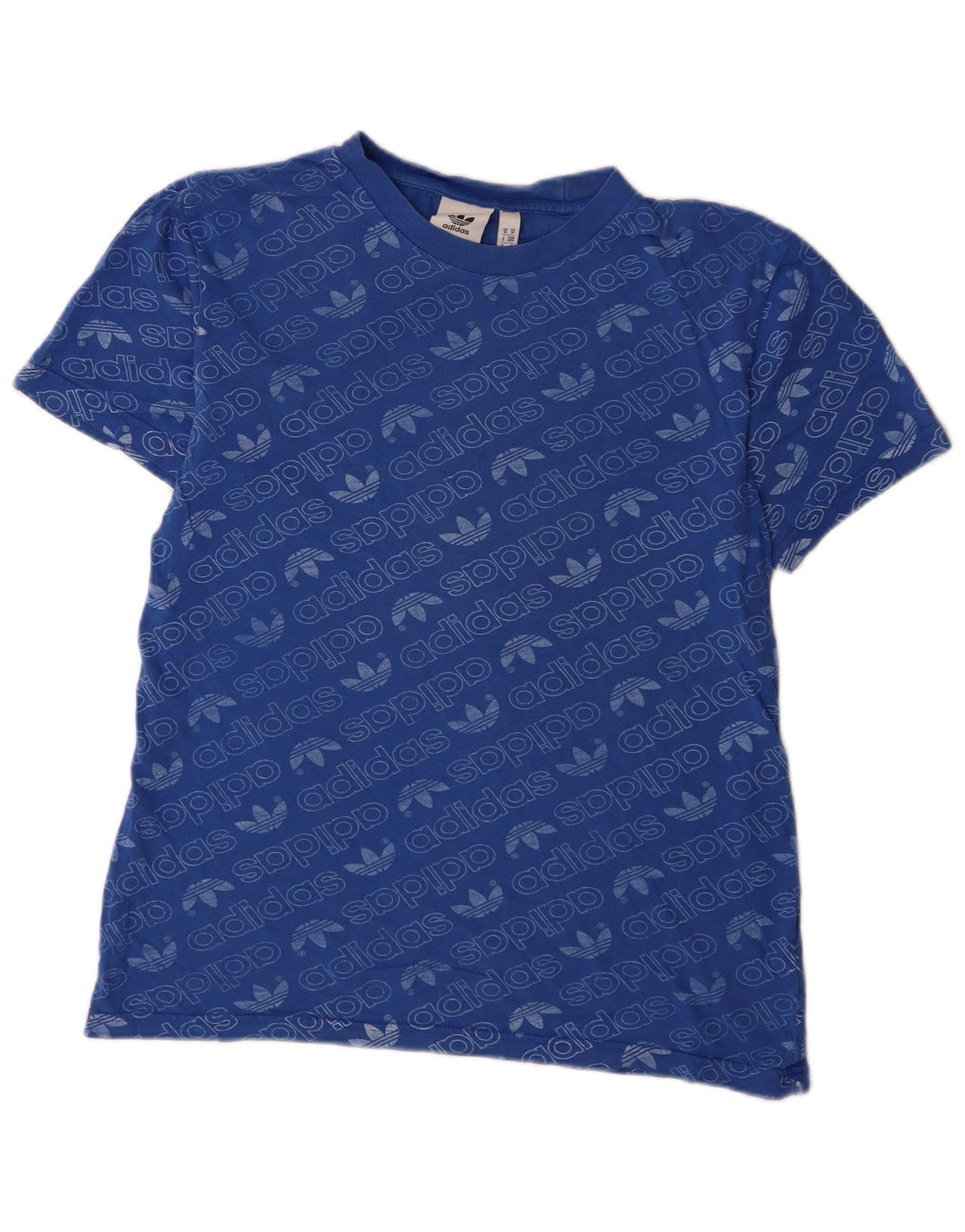Adidas Hombre Camiseta Gráfica Top Algodón Azul Medio
