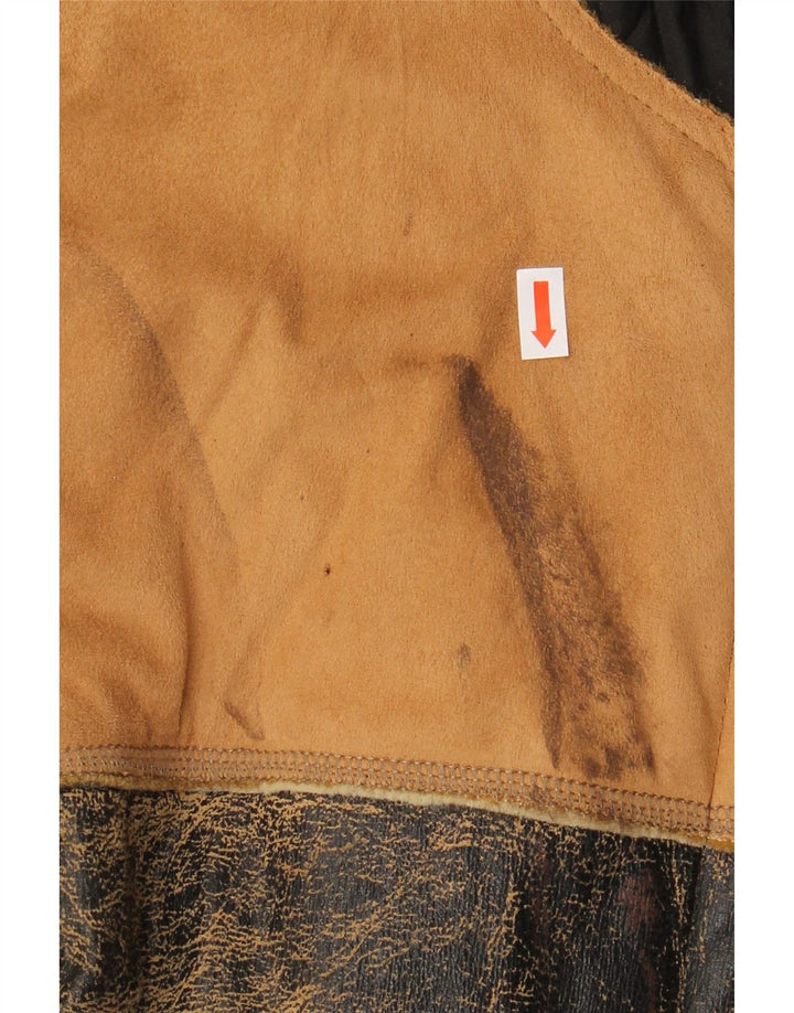 ENERGIE Chaqueta Sherpa para hombre UK 40 Grande Marrón Patchwork Algodón