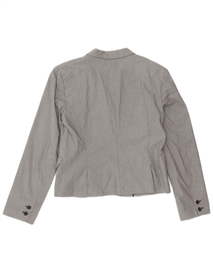 Stefanel Chaqueta Blazer de 3 Botones para Mujer IT 48 XL Algodón a Cuadros Gris