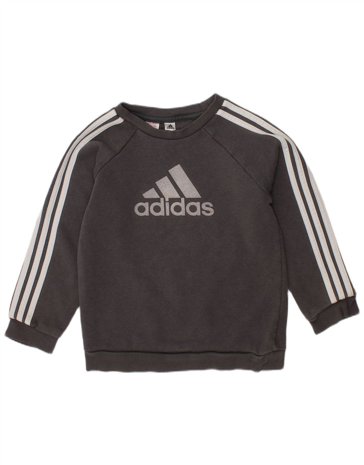 ADIDAS Boys Graphic Sweatshirt Jumper 3-4 Years Grey Cotton