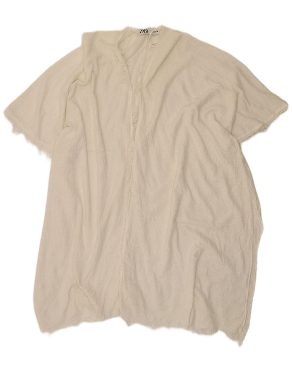 Zara Cárdigan extragrande de manga corta y palangre para mujer UK 44 Medium White