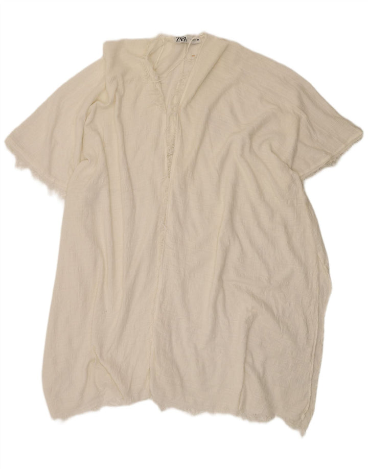 Zara Cárdigan extragrande de manga corta y palangre para mujer UK 44 Medium White