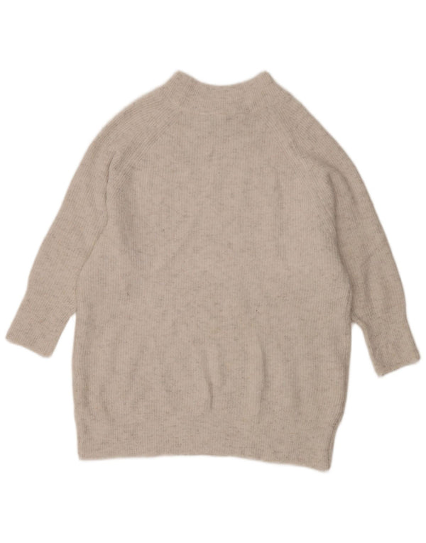 Topshop Jersey largo con cuello alto para mujer, talla 40, talla pequeña, color gris moteado