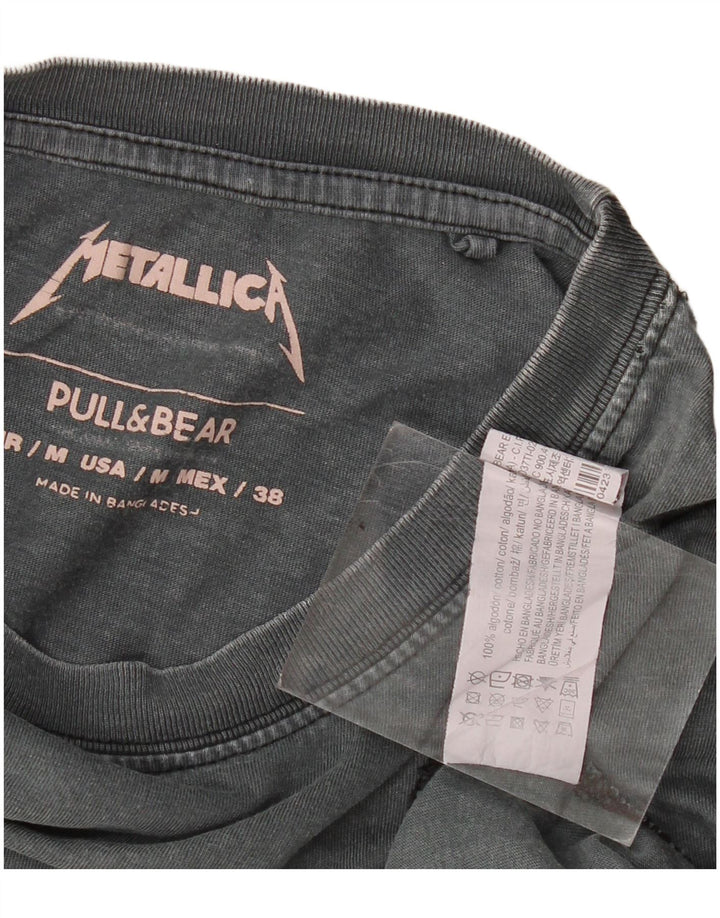 Pull & Bear Hombre Metallica Graphic Camiseta Top Algodón Gris Medio