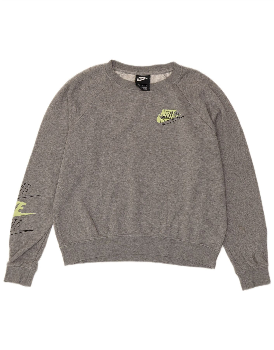 Nike Mujer Oversize Crop Sudadera Jumper UK 10 Pequeño Gris Moteado