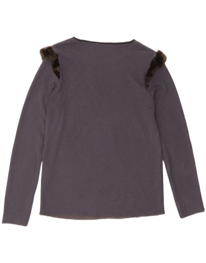 Zara Mujer Top Manga Larga UK 40 Pequeño Poliéster Gris