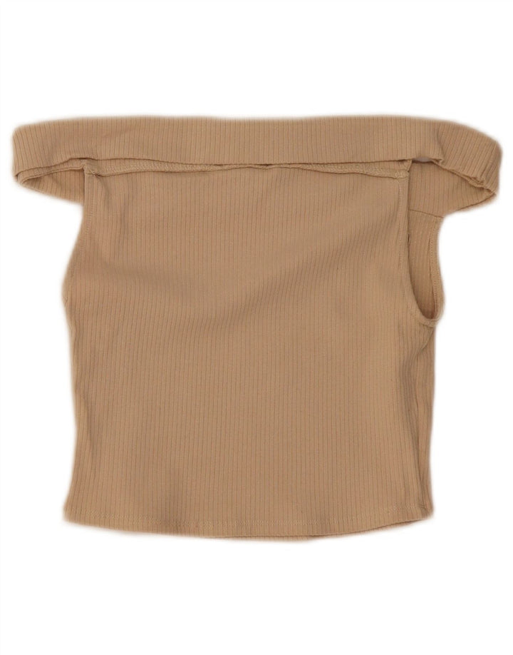 Zara Top corto con hombros descubiertos para mujer UK 8 Small Algodón beige