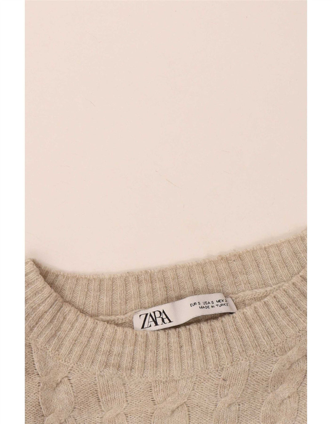 Zara Mujer Suéter De Cuello Redondo De Gran Tamaño UK 10 Small Beige