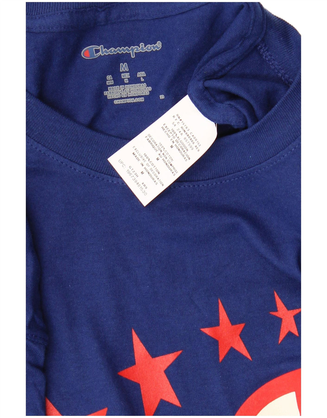 CHAMPION Camiseta gráfica para hombre Top Medium Azul marino Algodón