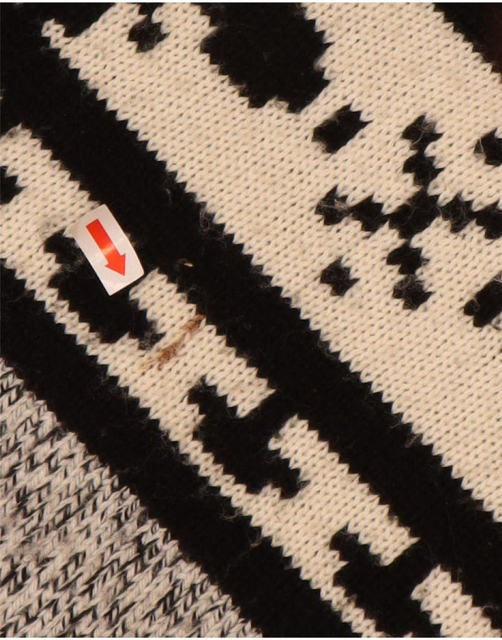 VINTAGE Hombres Roll Neck Jumper Suéter 2XL Gris Fair Isle Acrílico